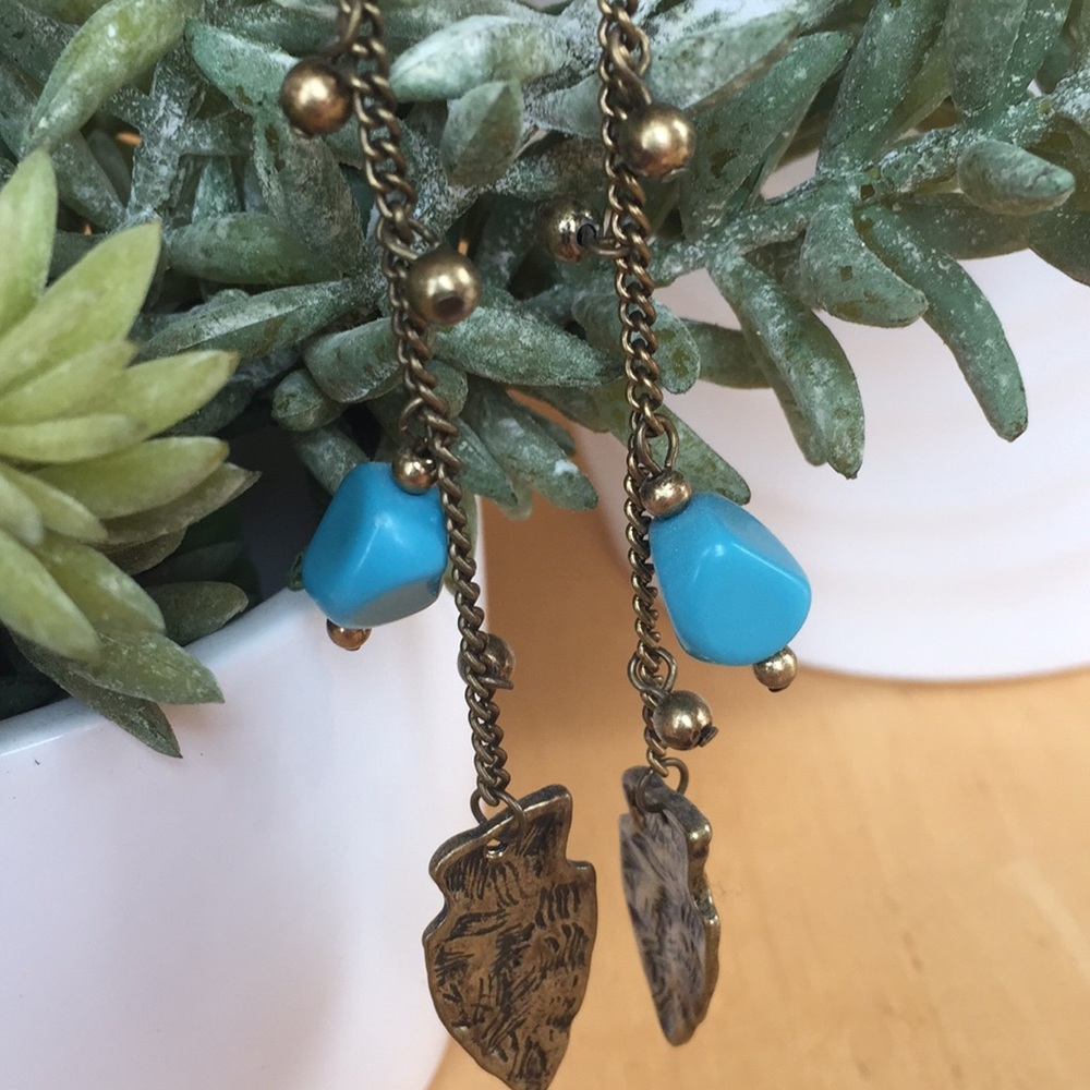 😎Aztec Turquoise Earrings 🦋 - Picture 2 of 4